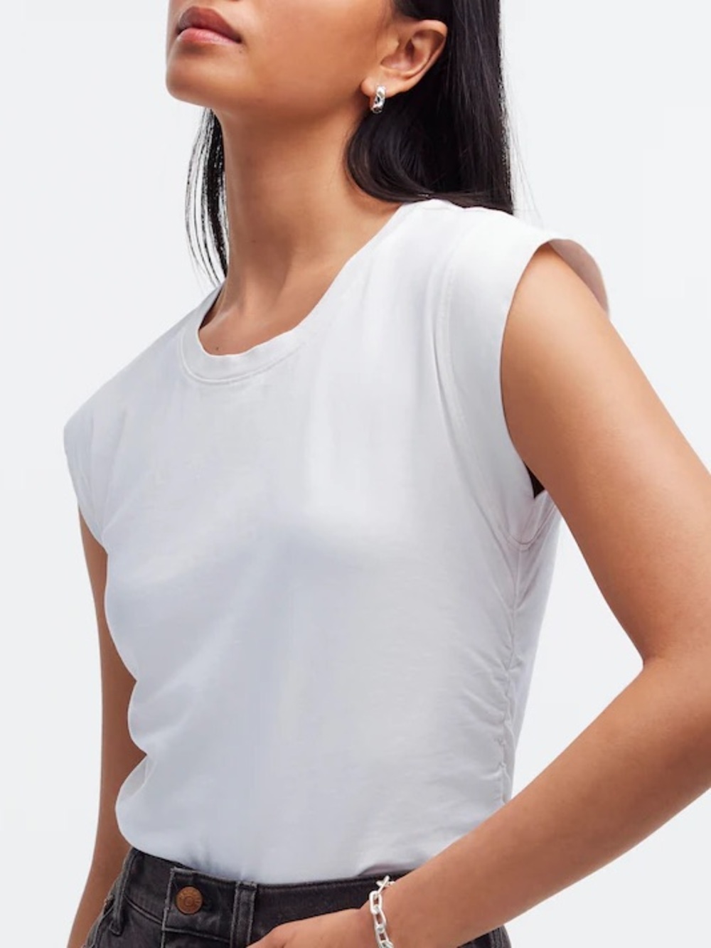 Madewell White Muscle Tee with Cap Sleeves
